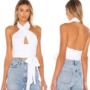 Superdown Jennifer Wrap Top Blouse in White NWT XL